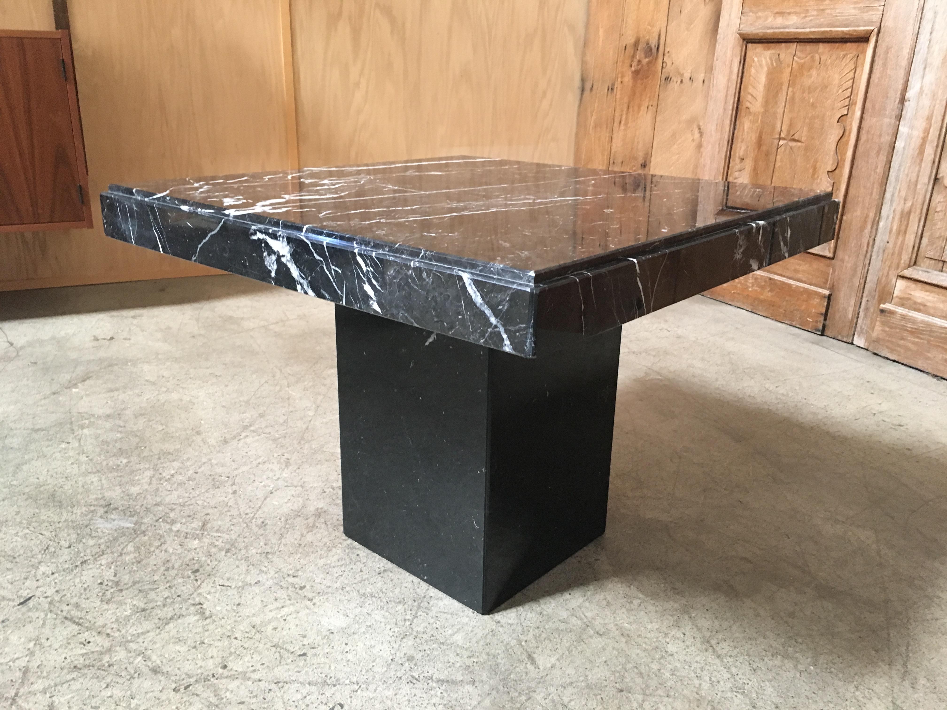 Italian black and white Sardegna marble side table.
