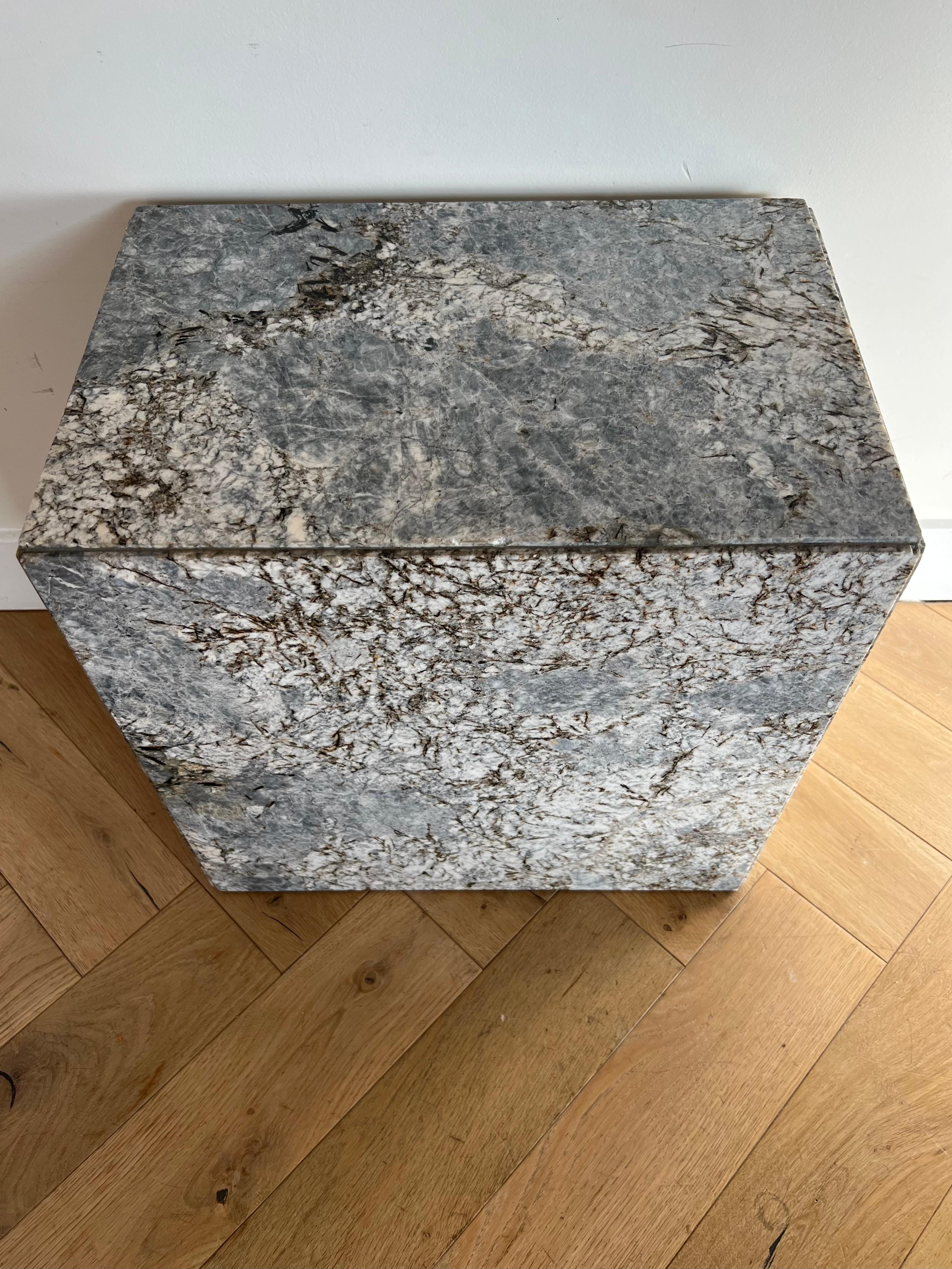 Modernist marble pedestal table in periwinkle, 1970s 5