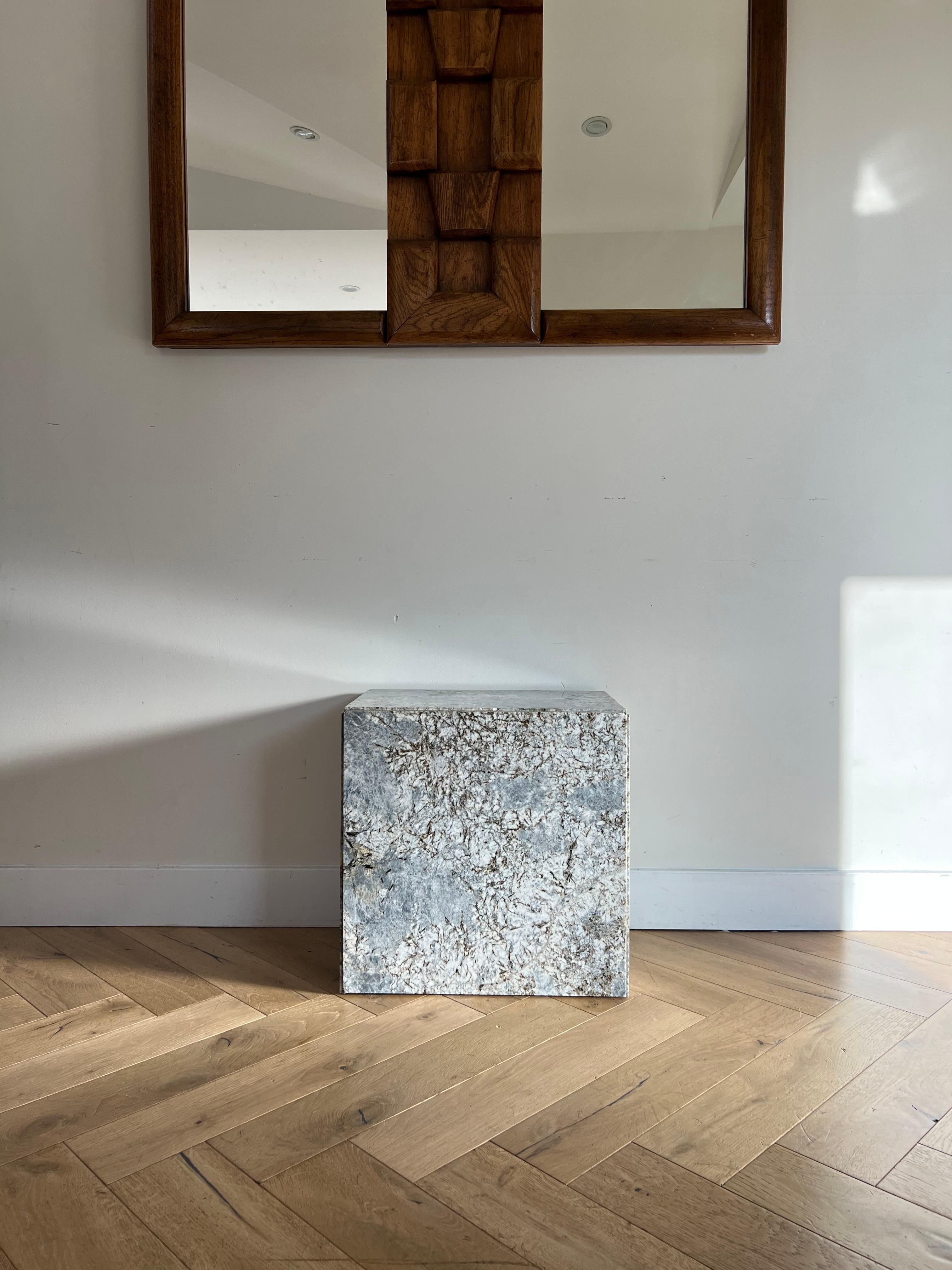 Modernist marble pedestal table in periwinkle, 1970s 13