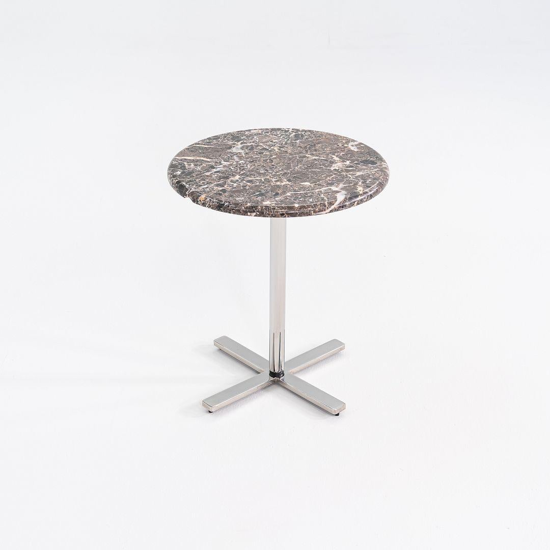 Contemporary Modernist Marble Side Table with Polished Steel Base 18