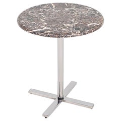 Modernist Marble Side Table with Polished Steel Base 18" Round Top