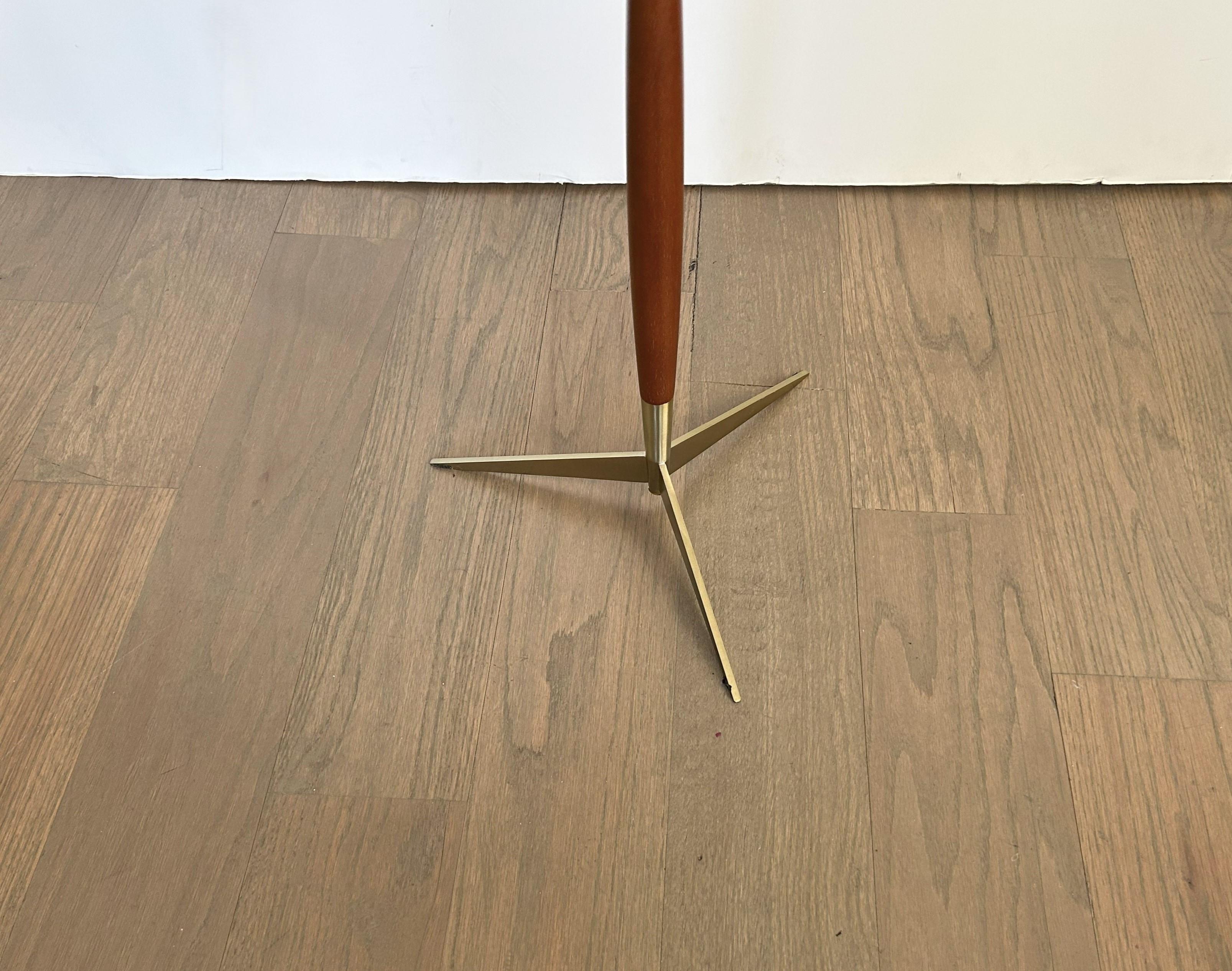 Modernist Marble Top Walnut & Brass Tripod Martini Table 3