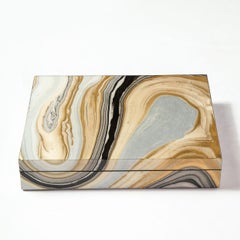 Modernist Marbled Lacquer Rectangular Box with Felt Interior