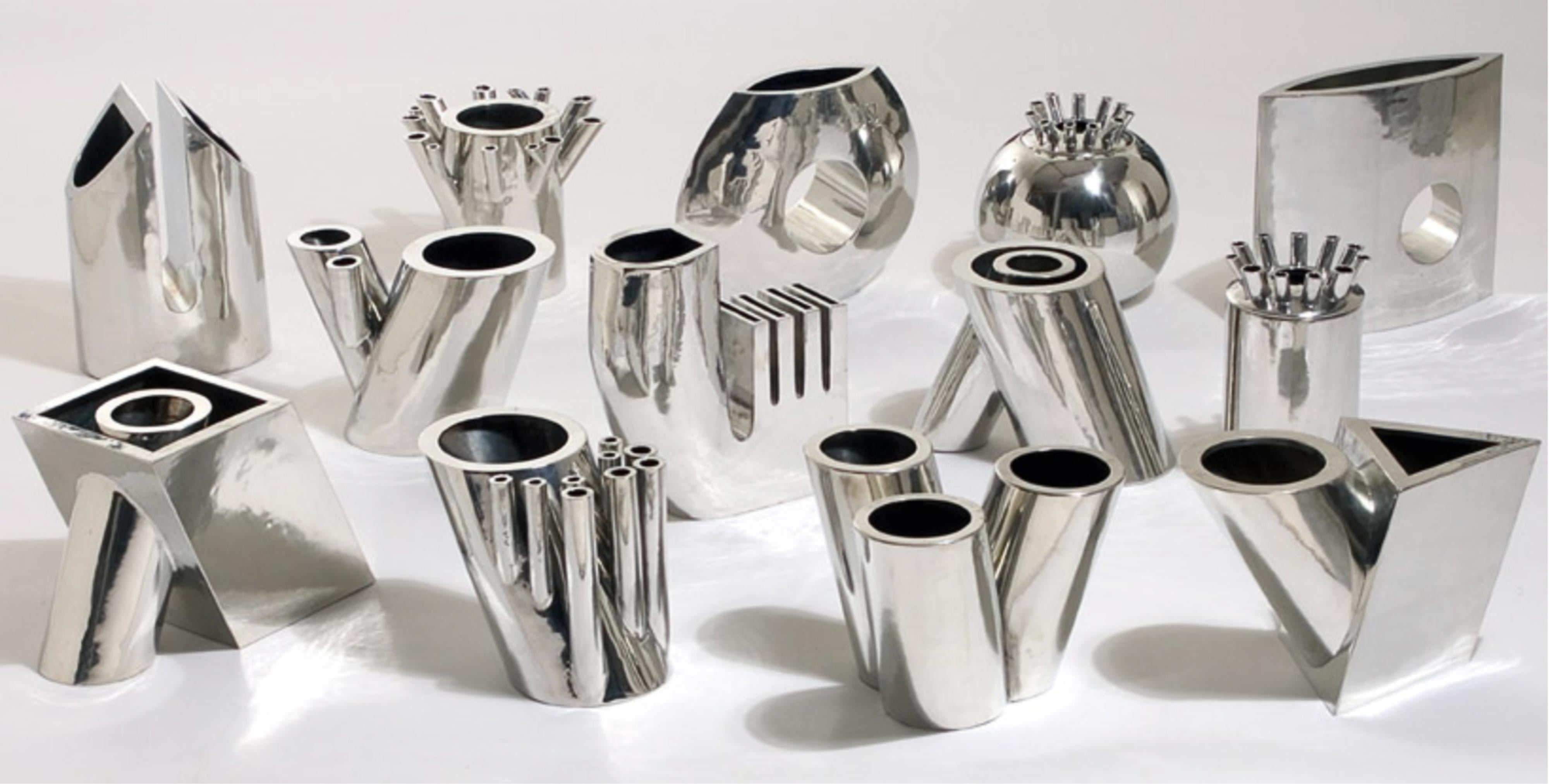 Modernist Mario Botta 'Tredicivasi' Signed Pewter Vase Artist Proof Prototype For Sale 1