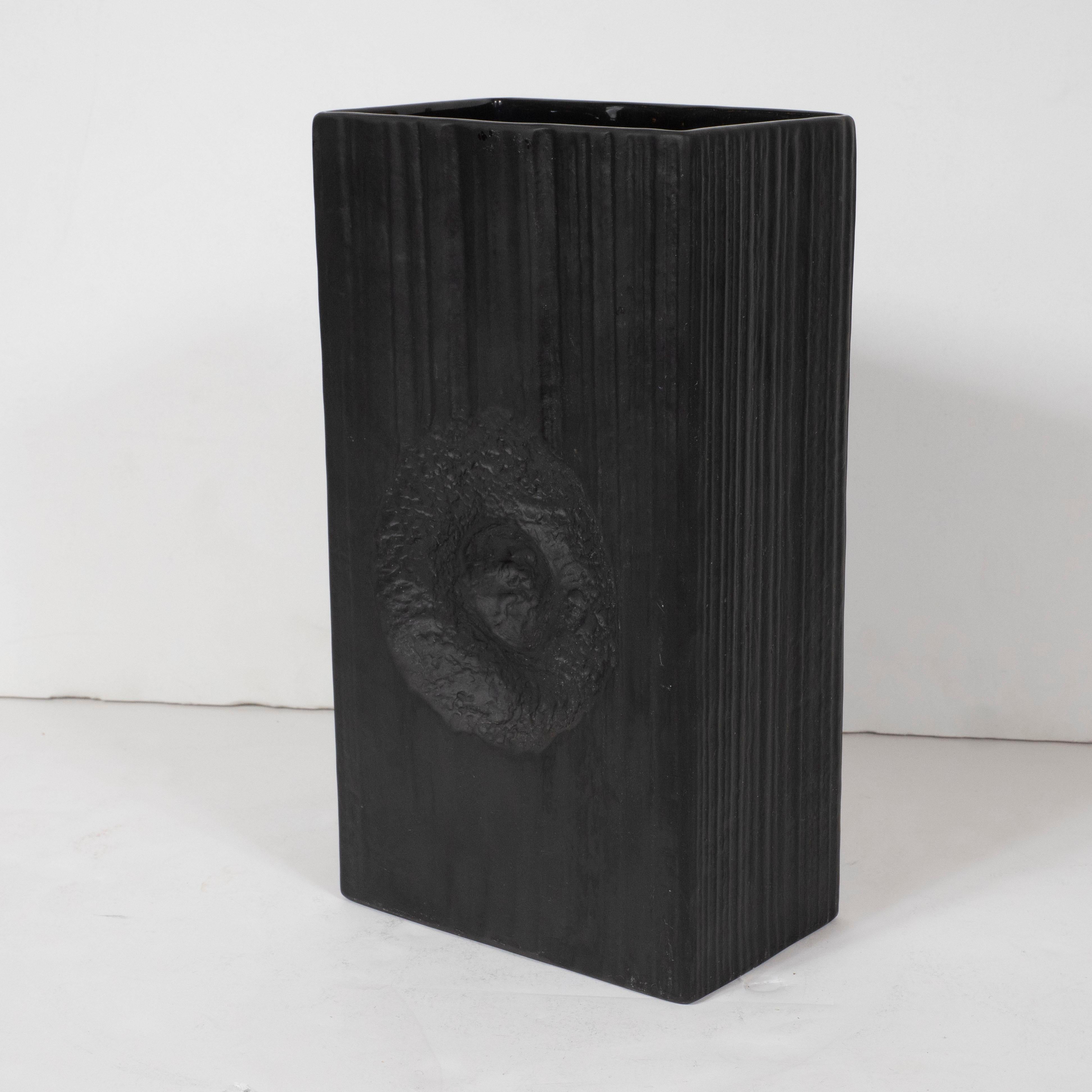 Late 20th Century Modernist Matte Black Ceramic Vase by Martin Freyer for Rosenthal