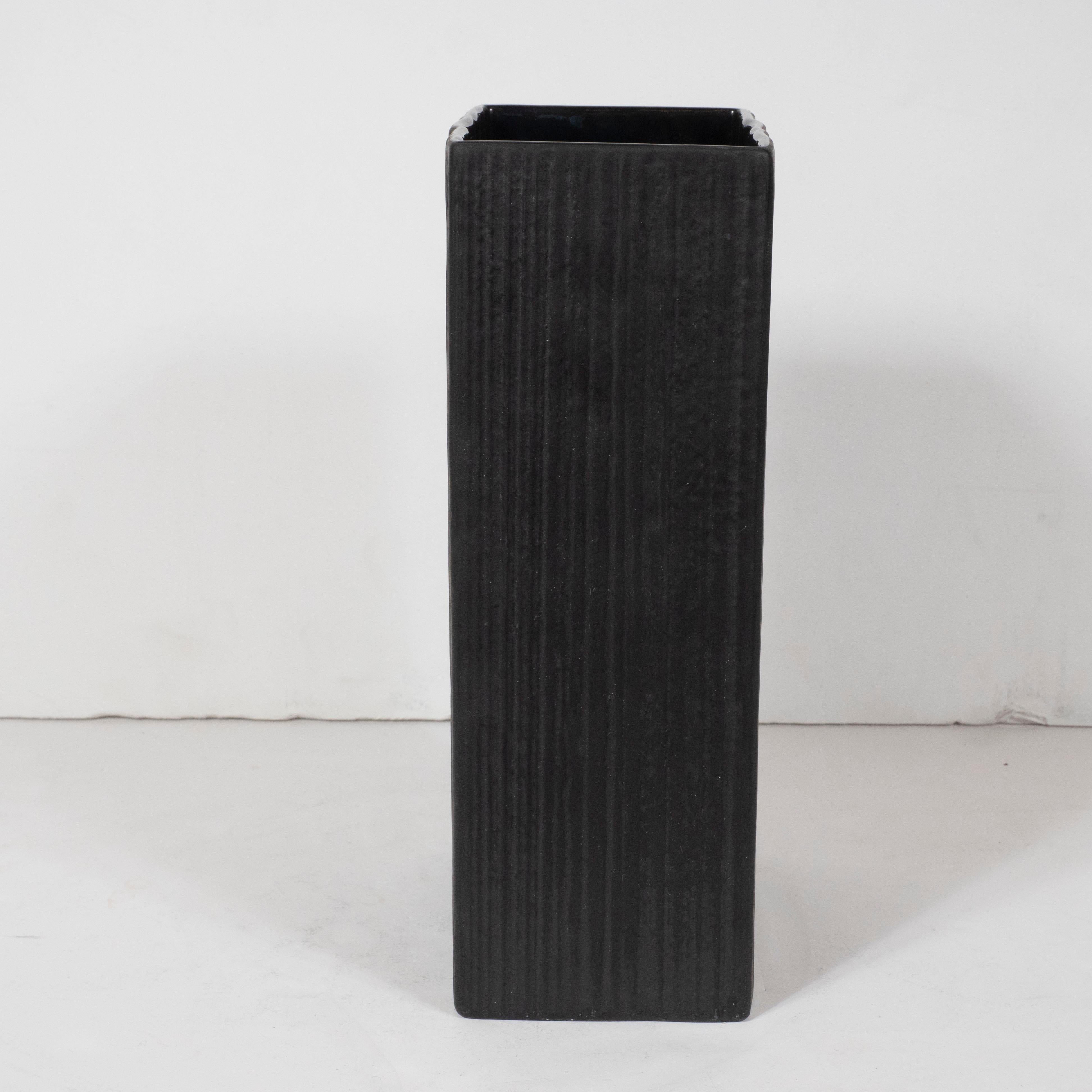 Modernist Matte Black Ceramic Vase by Martin Freyer for Rosenthal 1
