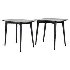 Modernist Matte Black Occasional Tables, Pair