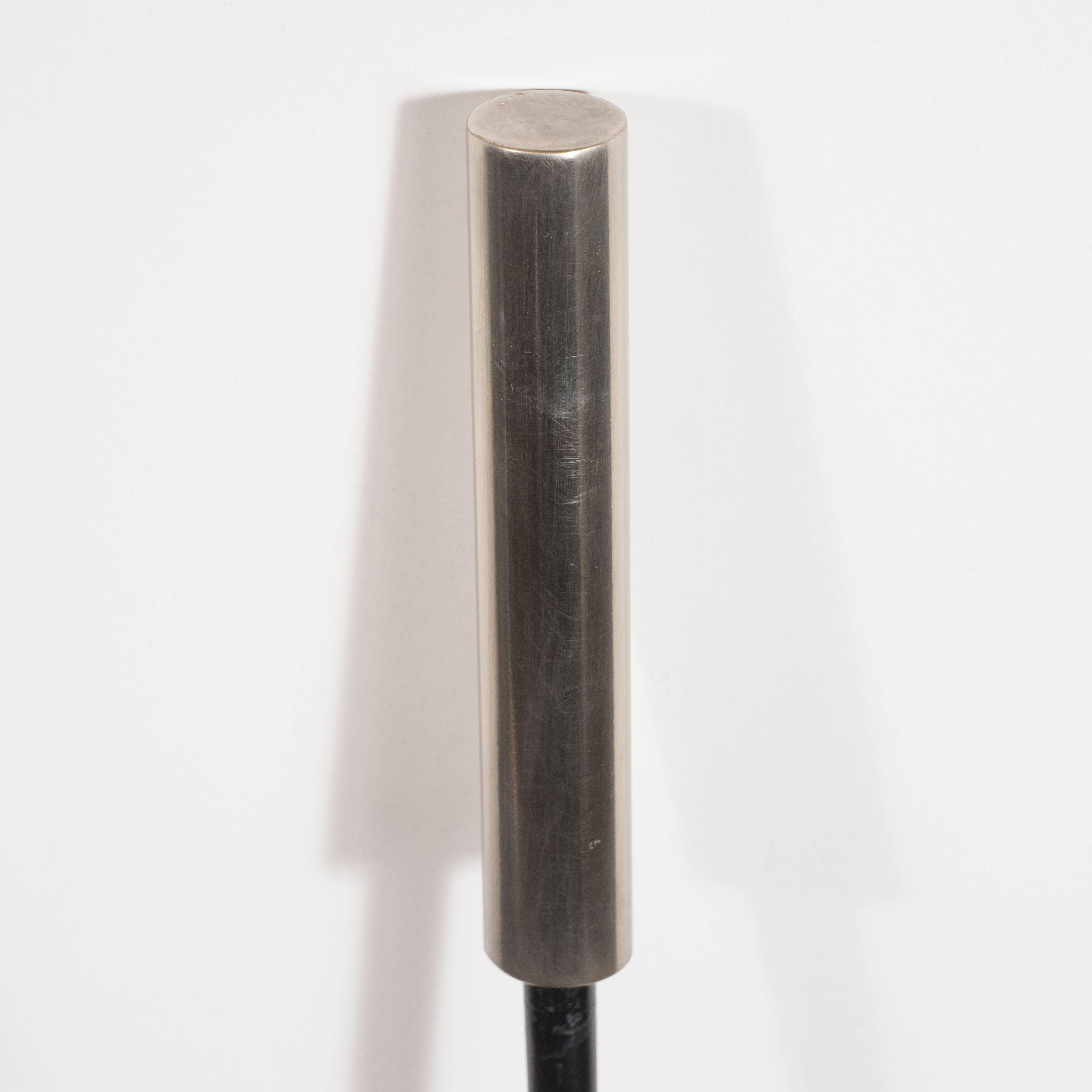 20th Century Modernist Matte Nickel and Black Enamel Fire Tool Set by WM. H. Jackson Company