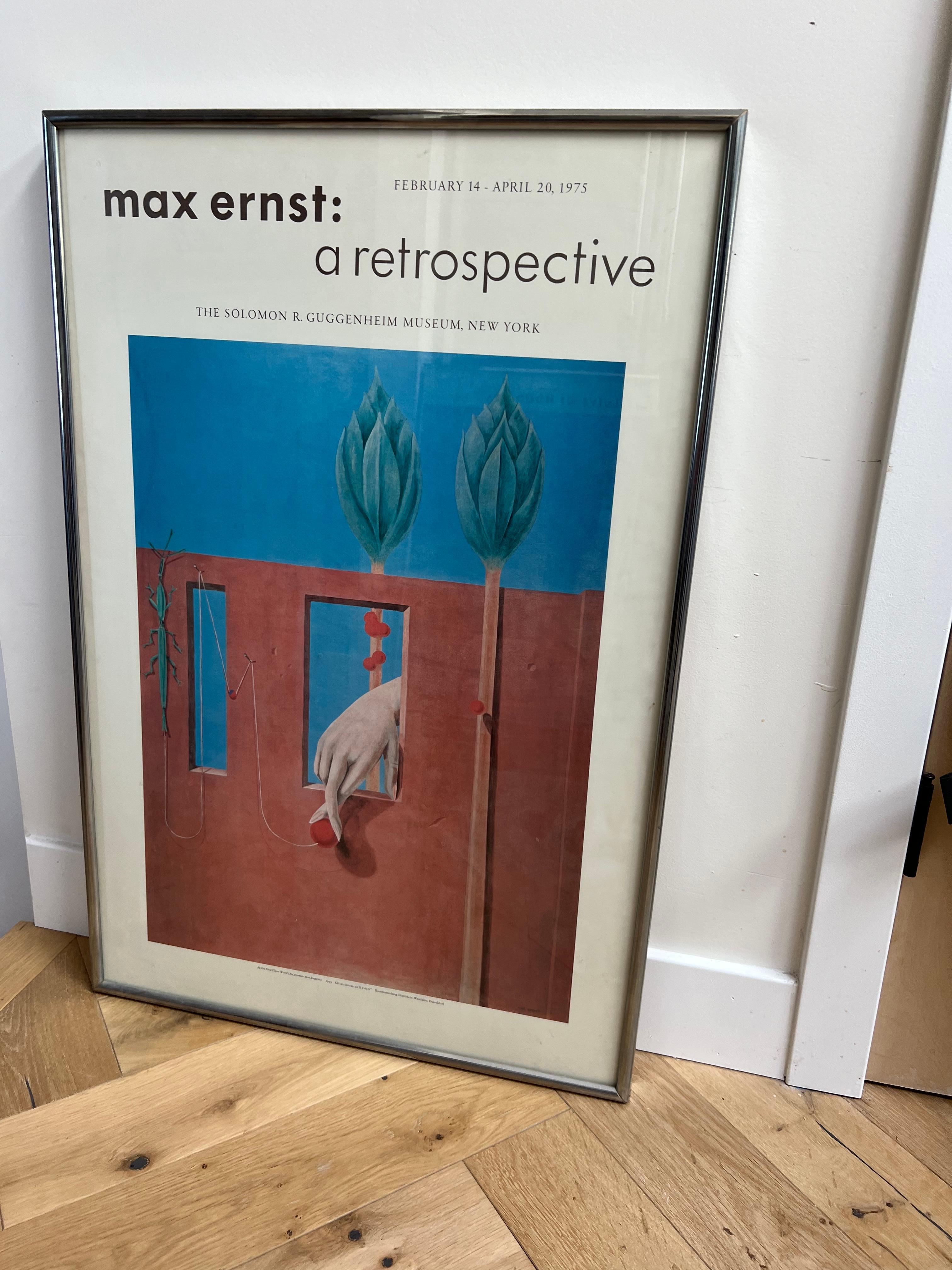 Modernist Max Ernst Exhibition Poster, Framed Behind Glass, 1970s In Good Condition In View Park, CA