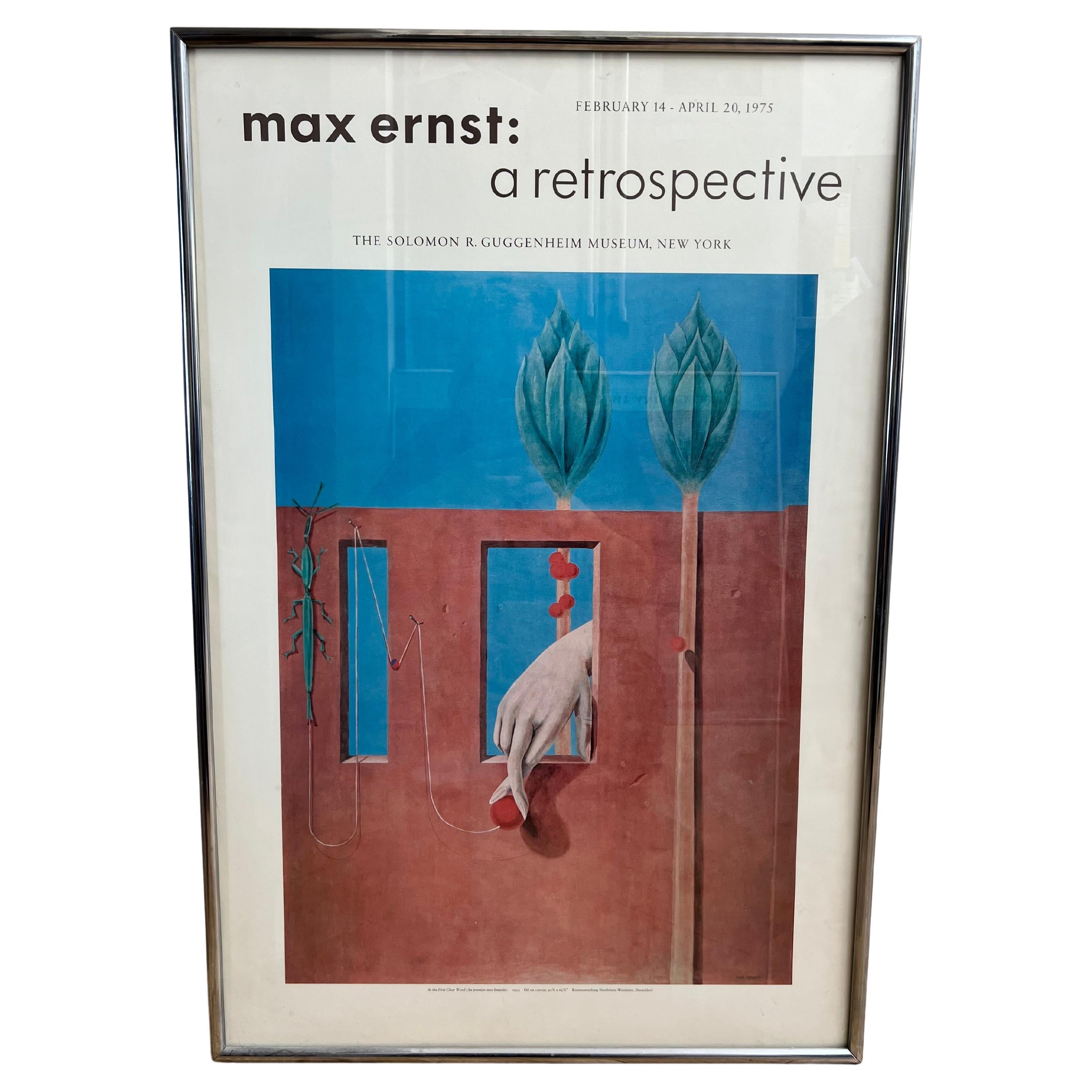 Modernist Max Ernst Exhibition Poster, Framed Behind Glass, 1970s