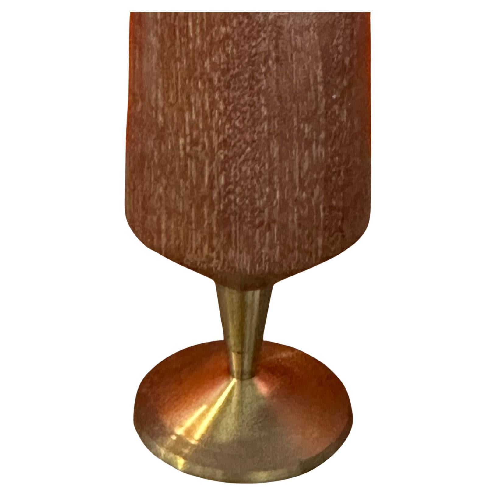 Modernist MCM Solid Teak and Brass Pedestal Vase In Good Condition For Sale In San Diego, CA