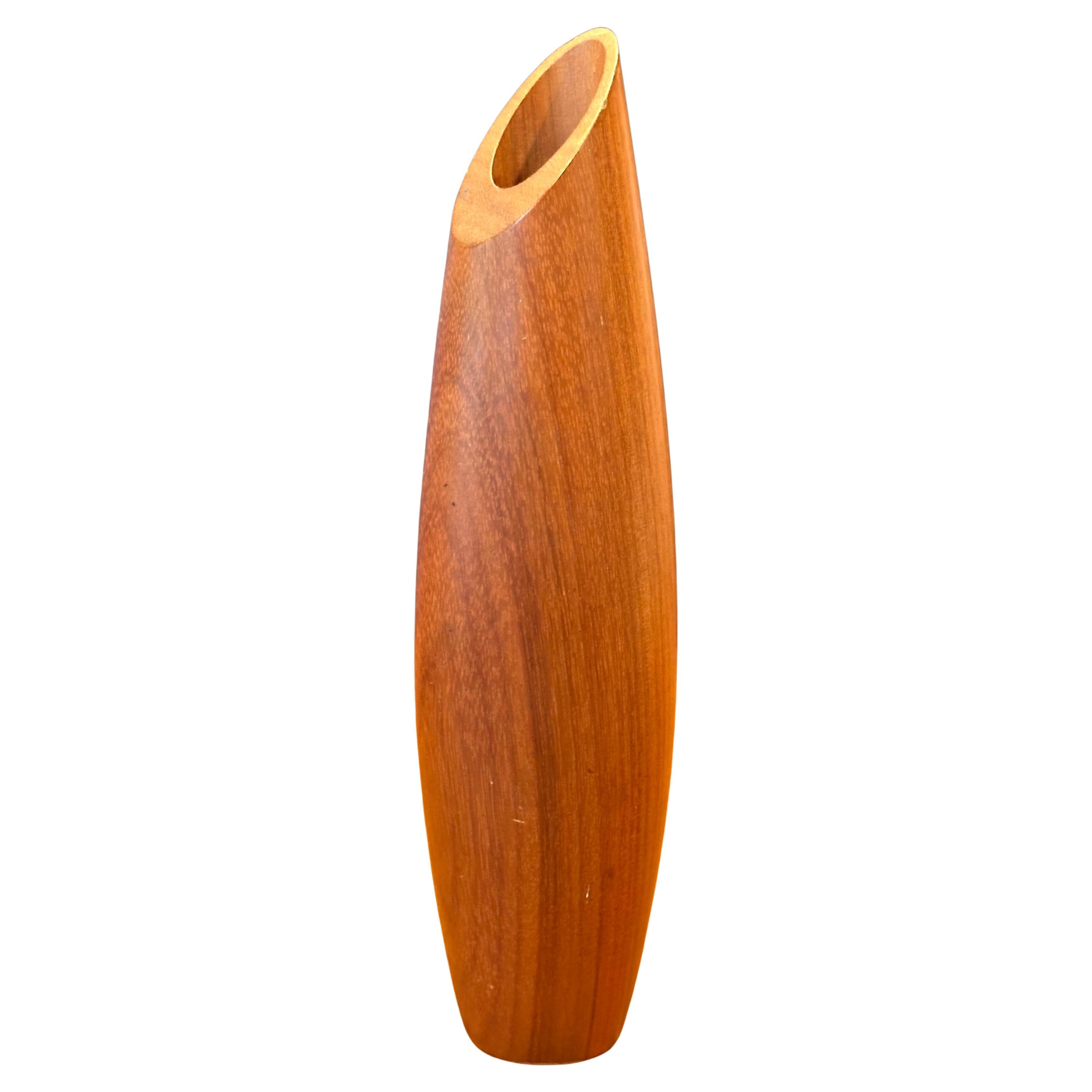 Modernist MCM Solid Teak Bud Vase