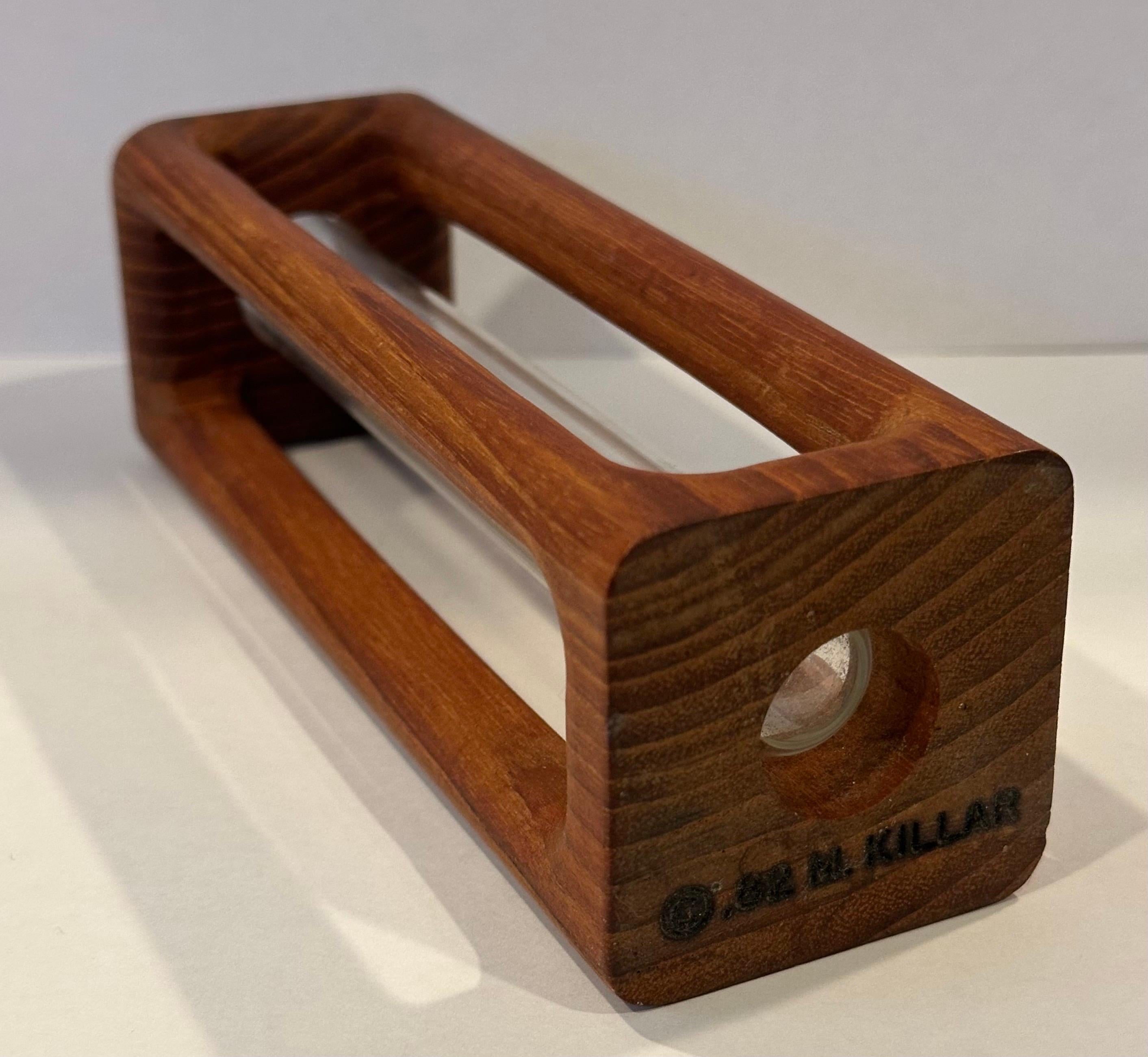 Modernist MCM Teak and Glass Bud Vase For Sale 1