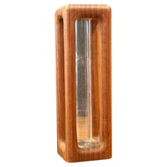 Vintage Modernist MCM Teak and Glass Bud Vase