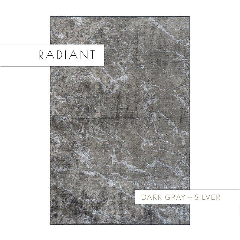 Tapis semi-pelucheux de luxe moderniste gris moyen à motif de marbre abstrait en vente 3