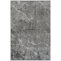 Modernistischer modernistischer, weicher Semi-Plüsch-Teppich mit abstraktem Marmormuster in Medium Gray