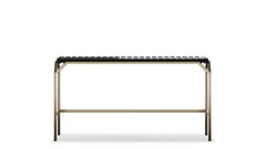 Modernist Mejhal Console Table With Square-Patterned Top
