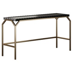 Modernist Mejhal Console Table With Square-Patterned Top