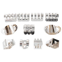 Retro Modernist Memphis Silverplate Napkin Rings by Nathalie du Pasquier for Bodum