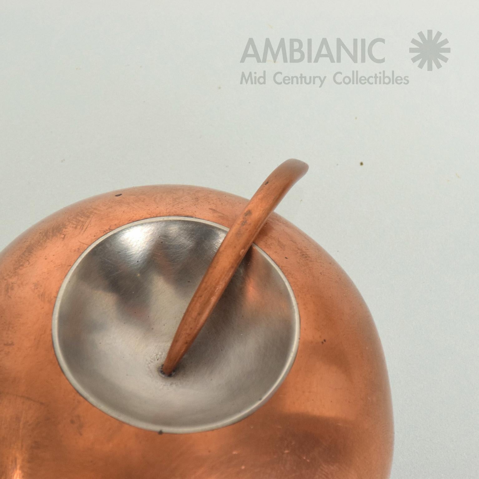 American  Modernist Metal Art Copper Stainless Steel Brooch After Alexander Calder, 1960s