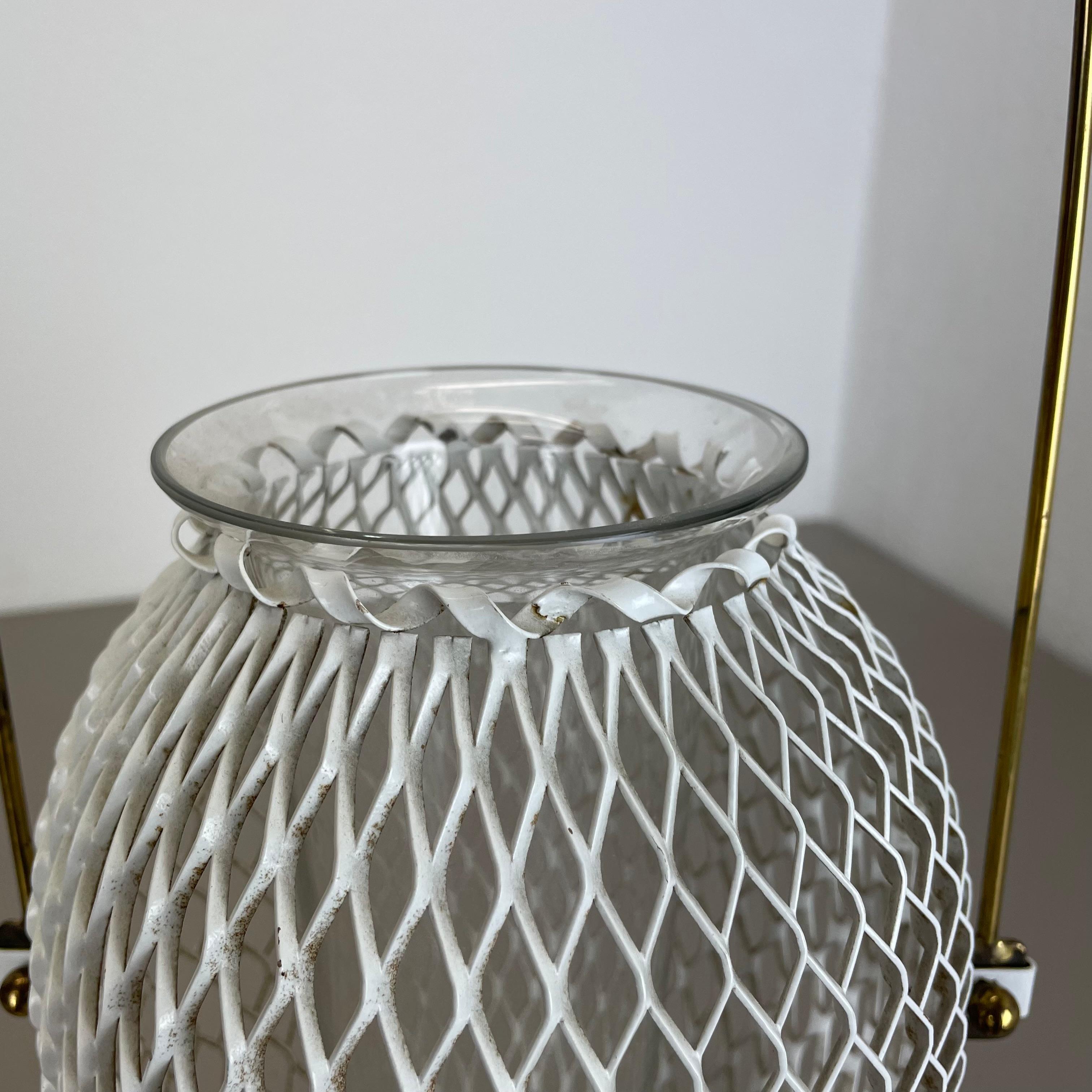 Modernistische Vasen-Blumentopf-Pflanzgefäßelement aus Metall im Mategot-Stil aus Metall, Frankreich 1950er Jahre im Angebot 8
