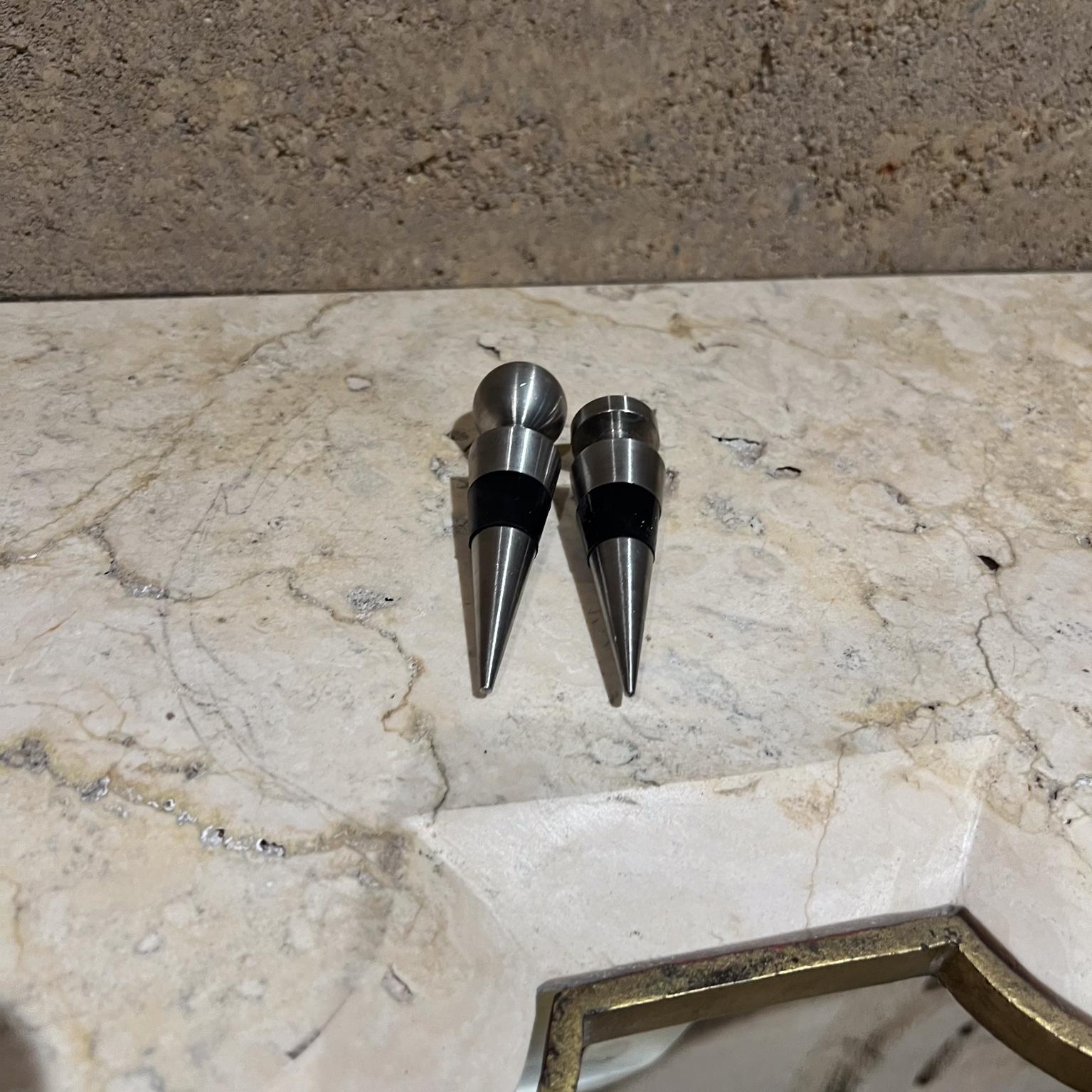 American Modernist Metal Wine Bottle Stopper Set of Two