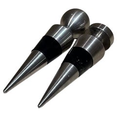 Modernist Metal Wine Bottle Stopper Set of Two