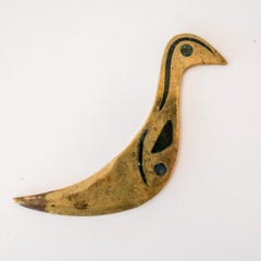 Modernist Mexican Los Castillo Brass Inlay Bird Letter Opener