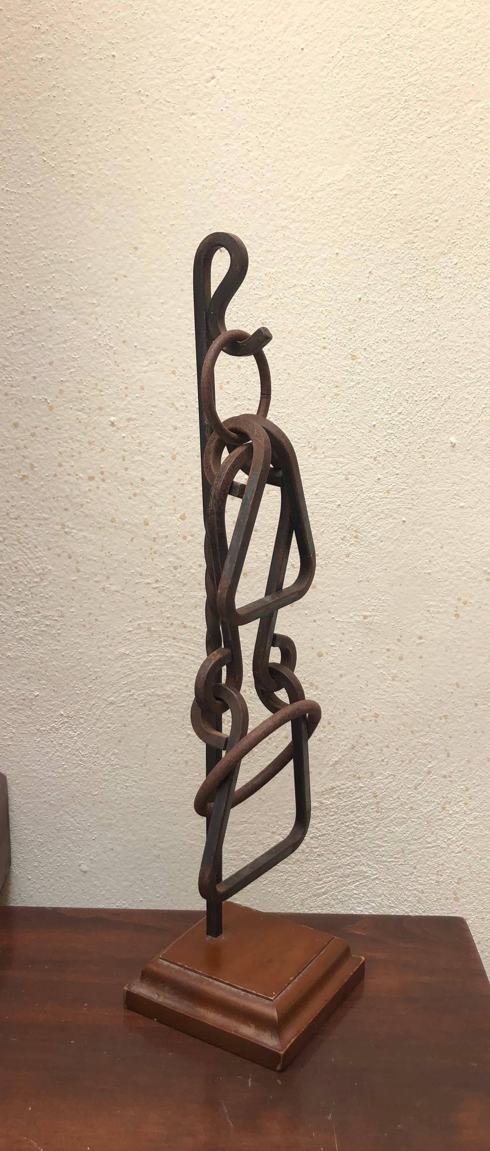 Mid-Century Modern Modernist Mexican Mystery Puzzle Iron Abstract Sculpture For Sale