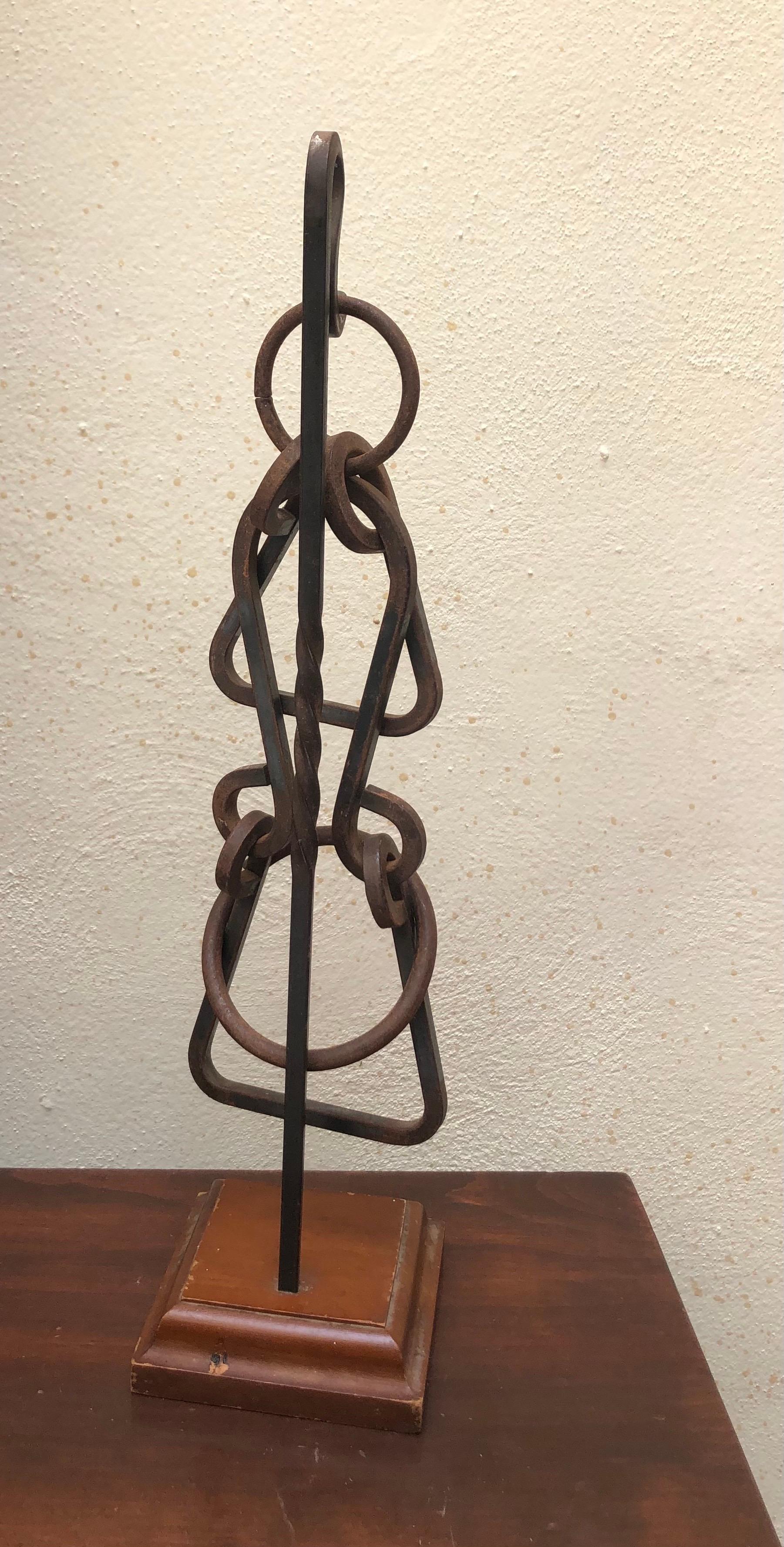 North American Modernist Mexican Mystery Puzzle Iron Abstract Sculpture For Sale
