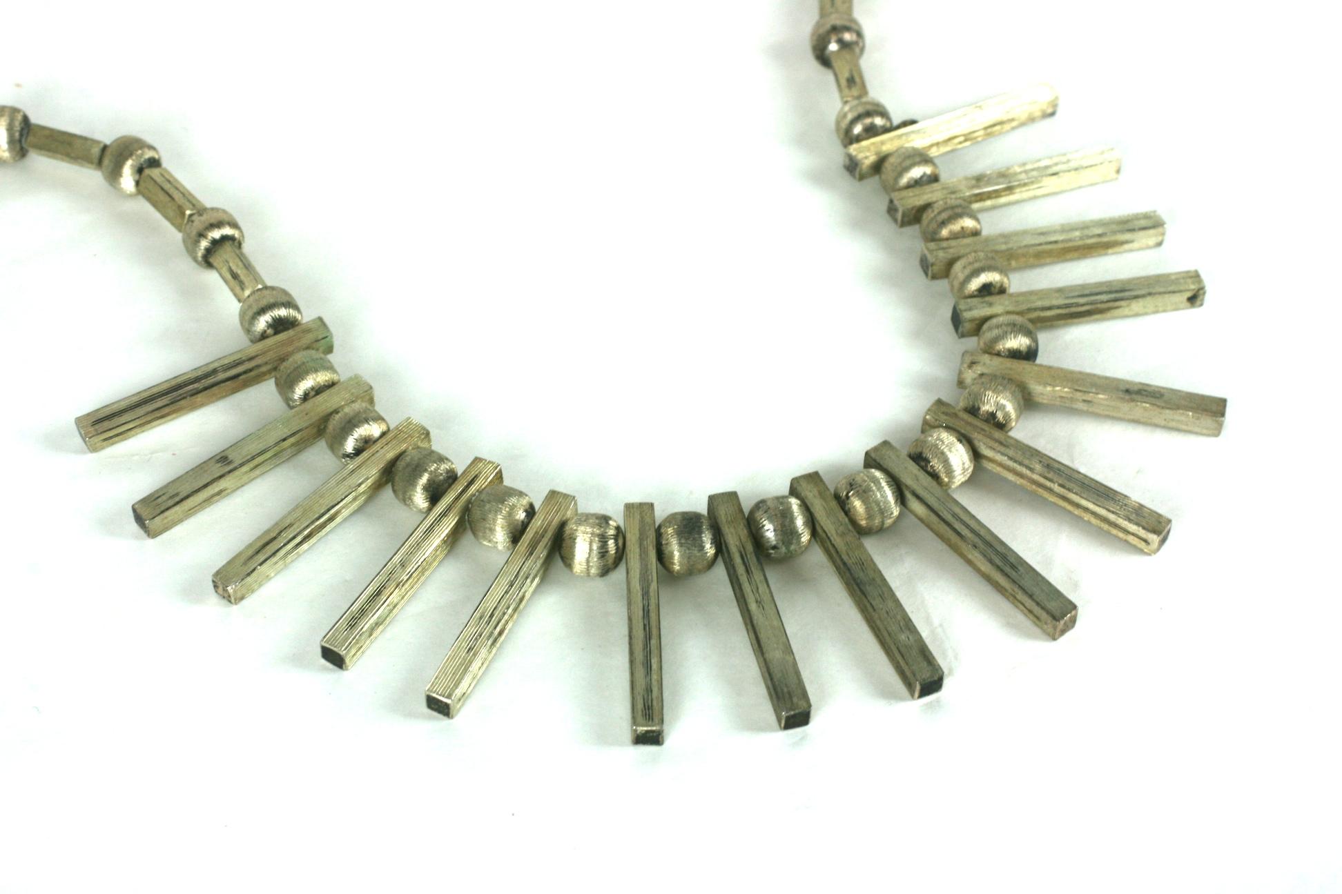 Women's or Men's Modernist Mexican Sterling Spoke Necklace For Sale