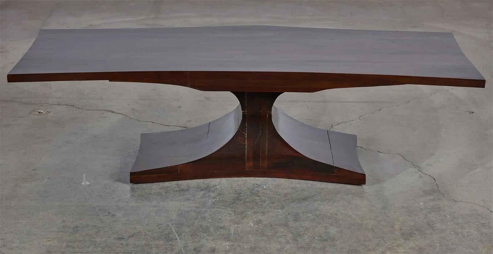 Hand-Carved Modernist Mid 20th Century Sculptured Hardwood Coffee Table For Sale