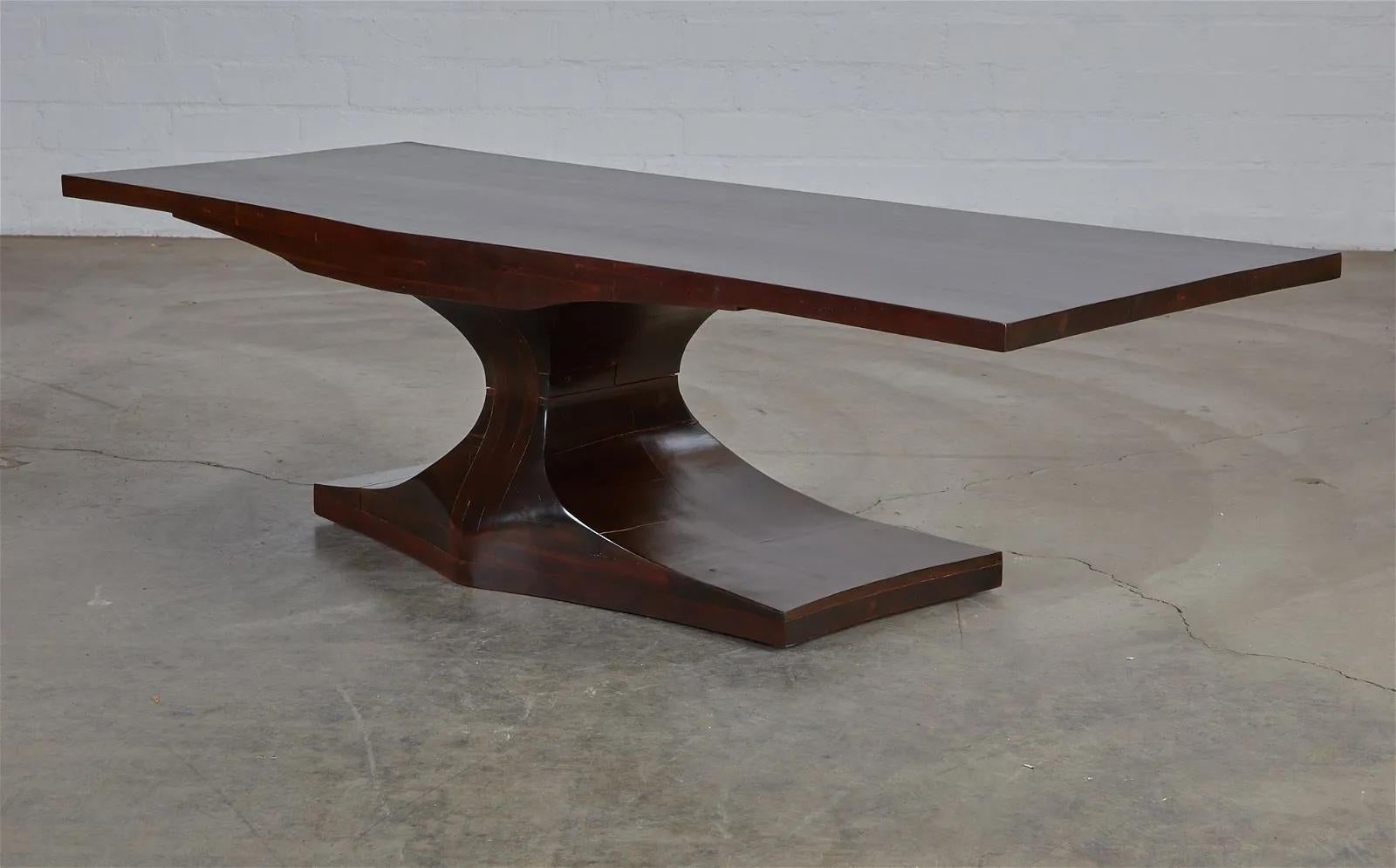 Modernist Mid 20th Century Sculptured Hardwood Coffee Table In Good Condition For Sale In Los Angeles, CA