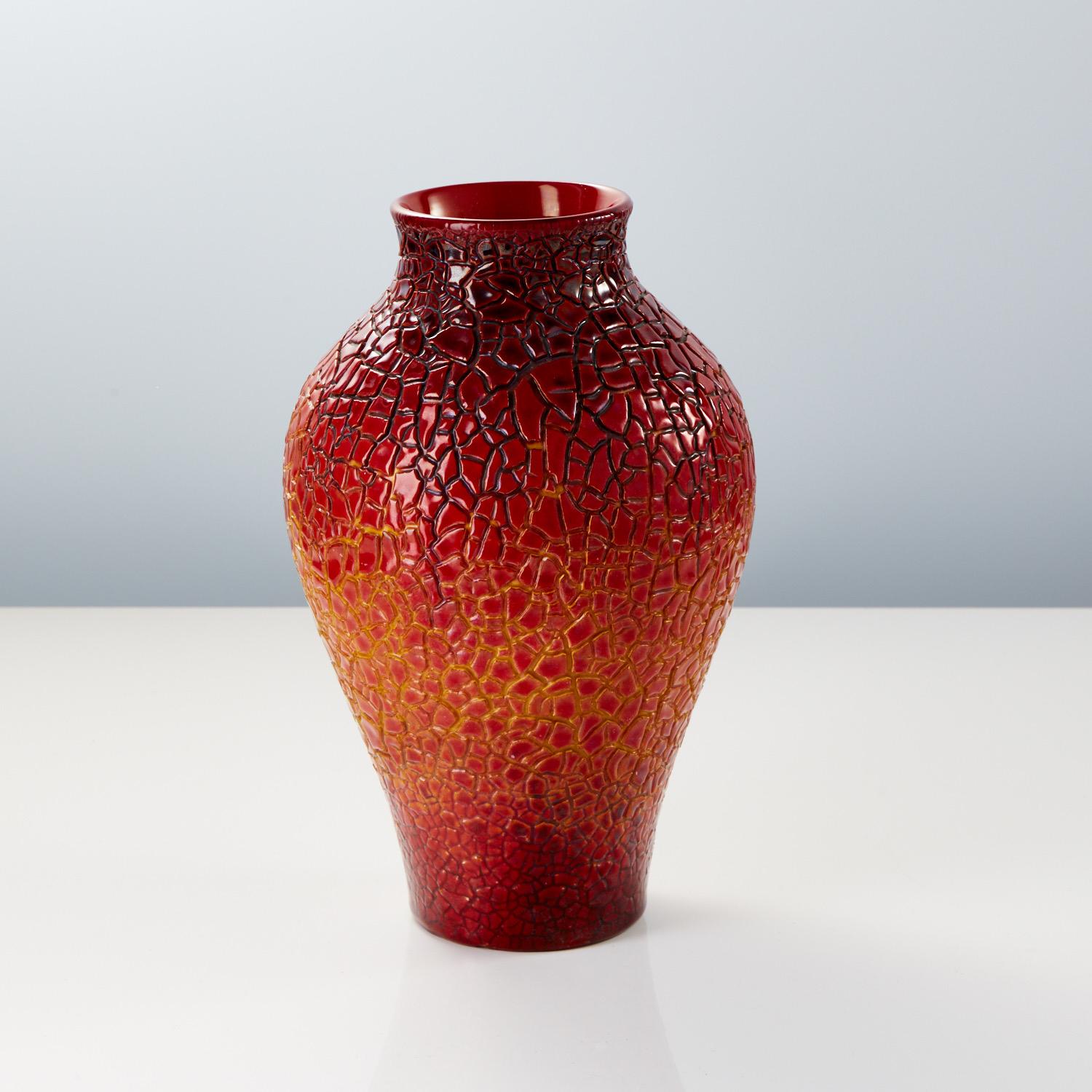 Vaso modernista della metà del XX secolo Zsolnay Eosin Crackle Ungheria c1960 In condizioni buone in vendita a London, GB