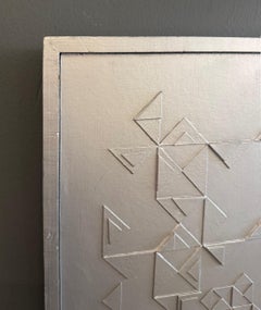 Modernist Mid-century Assemblage Geometric Wall Art Sculpture, Vintage