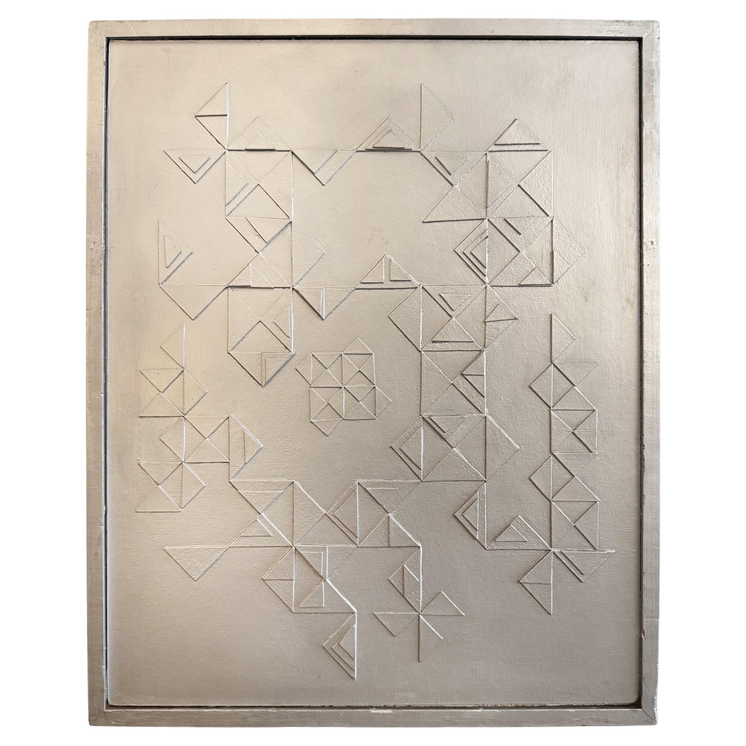 Modernist Mid-century Assemblage Geometric Wall Art Sculpture, Vintage