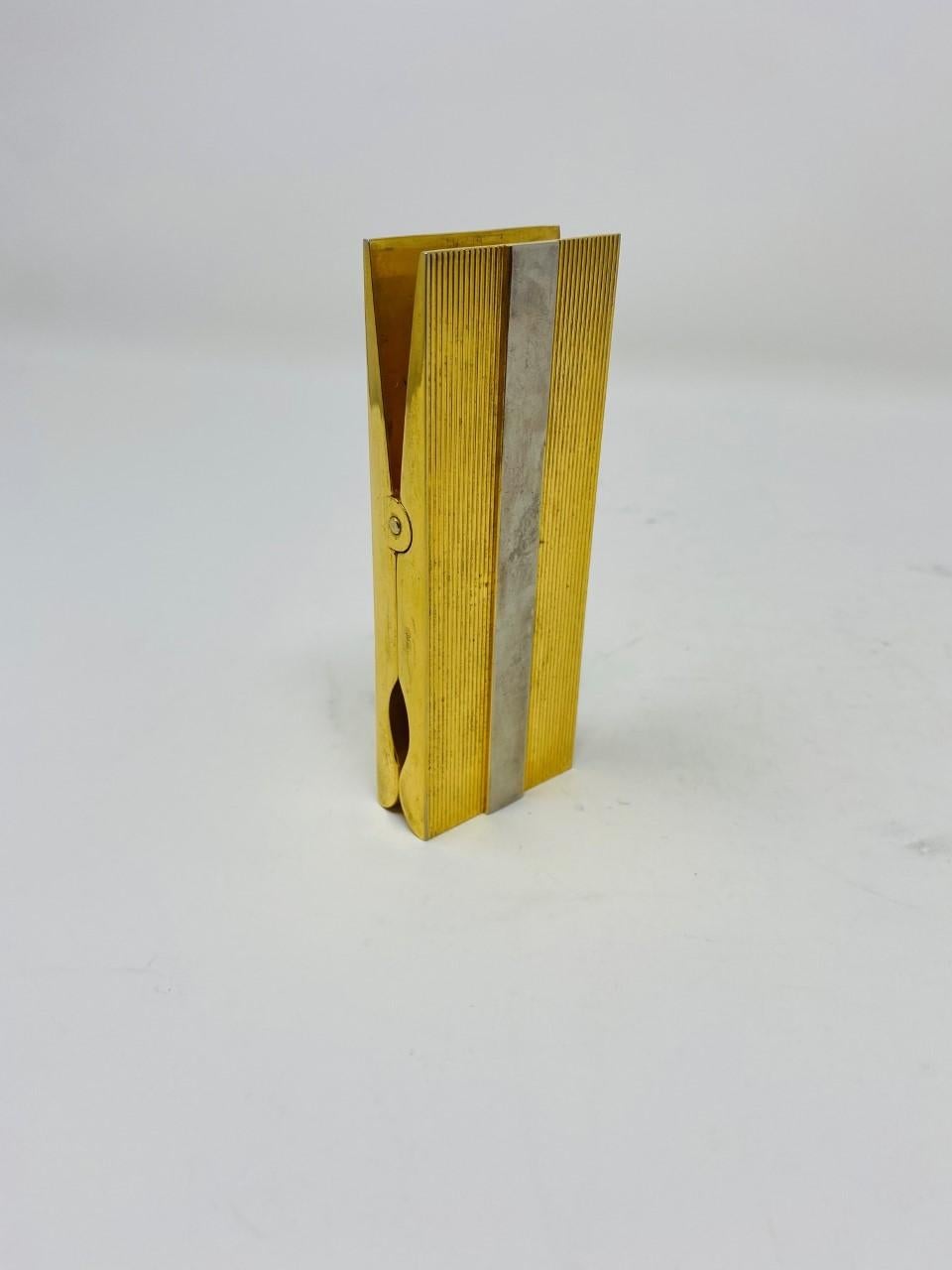 Modernist Mid-Century Brass Clothespin Paperweight For Sale 1