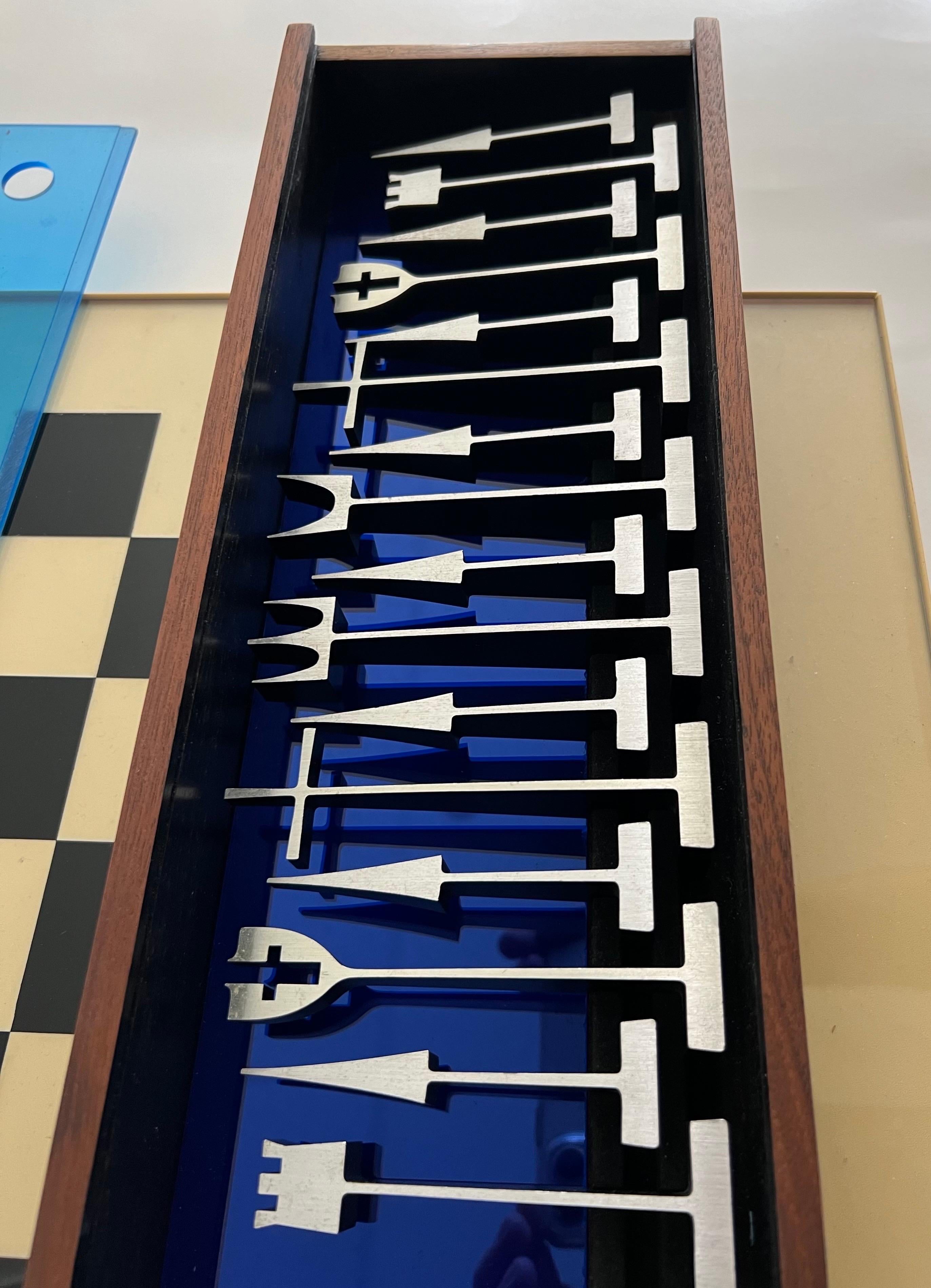 Aluminum Modernist Mid Century Chess Set by Austin Vintage