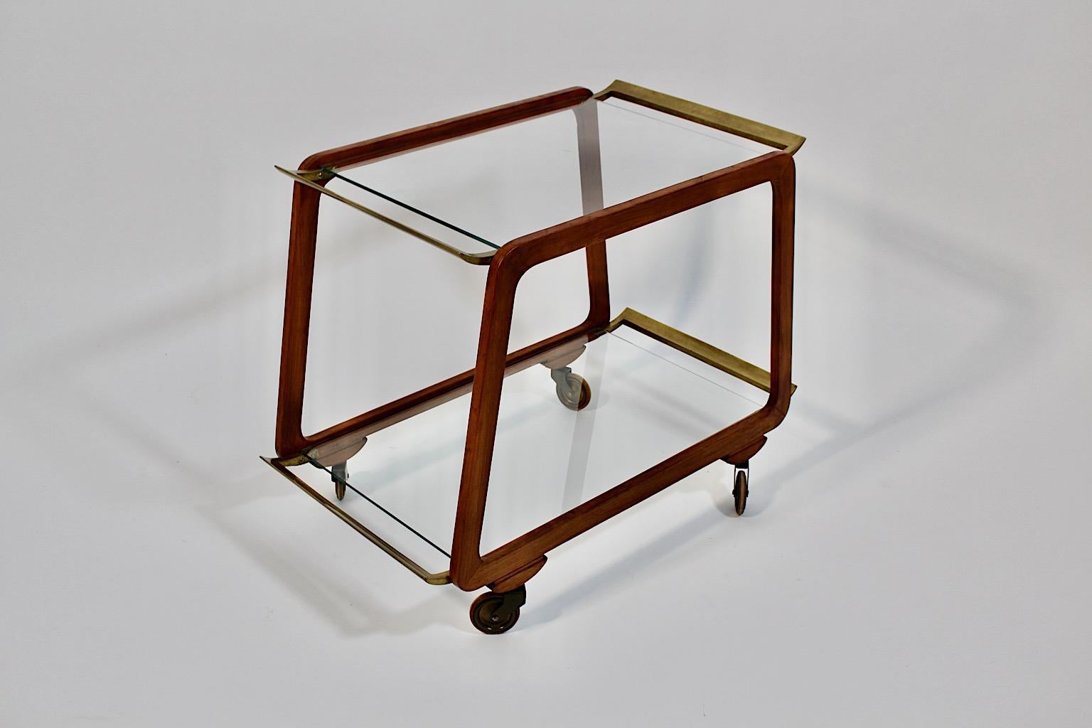 Modernist Mid Century Modern Vintage Ash Brass Bar Cart or Tea Cart 1960s Vienna For Sale 5