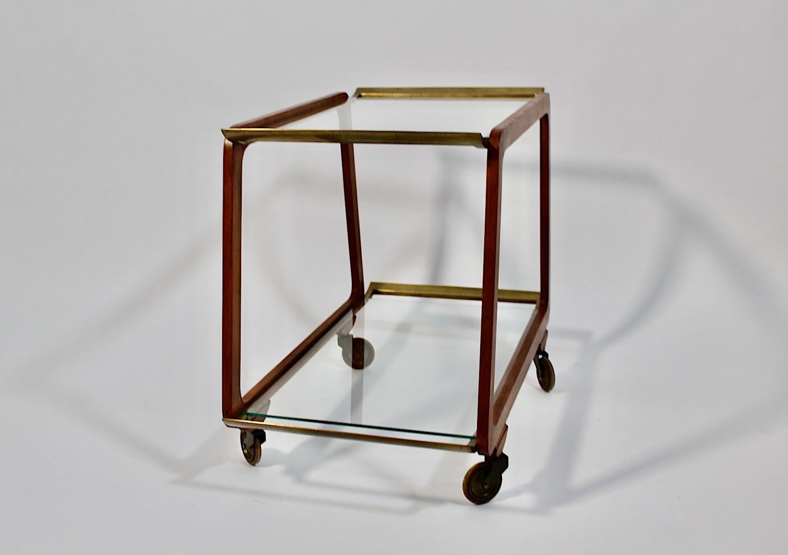 Modernist Mid Century Modern Vintage Ash Brass Bar Cart or Tea Cart 1960s Vienna For Sale 6
