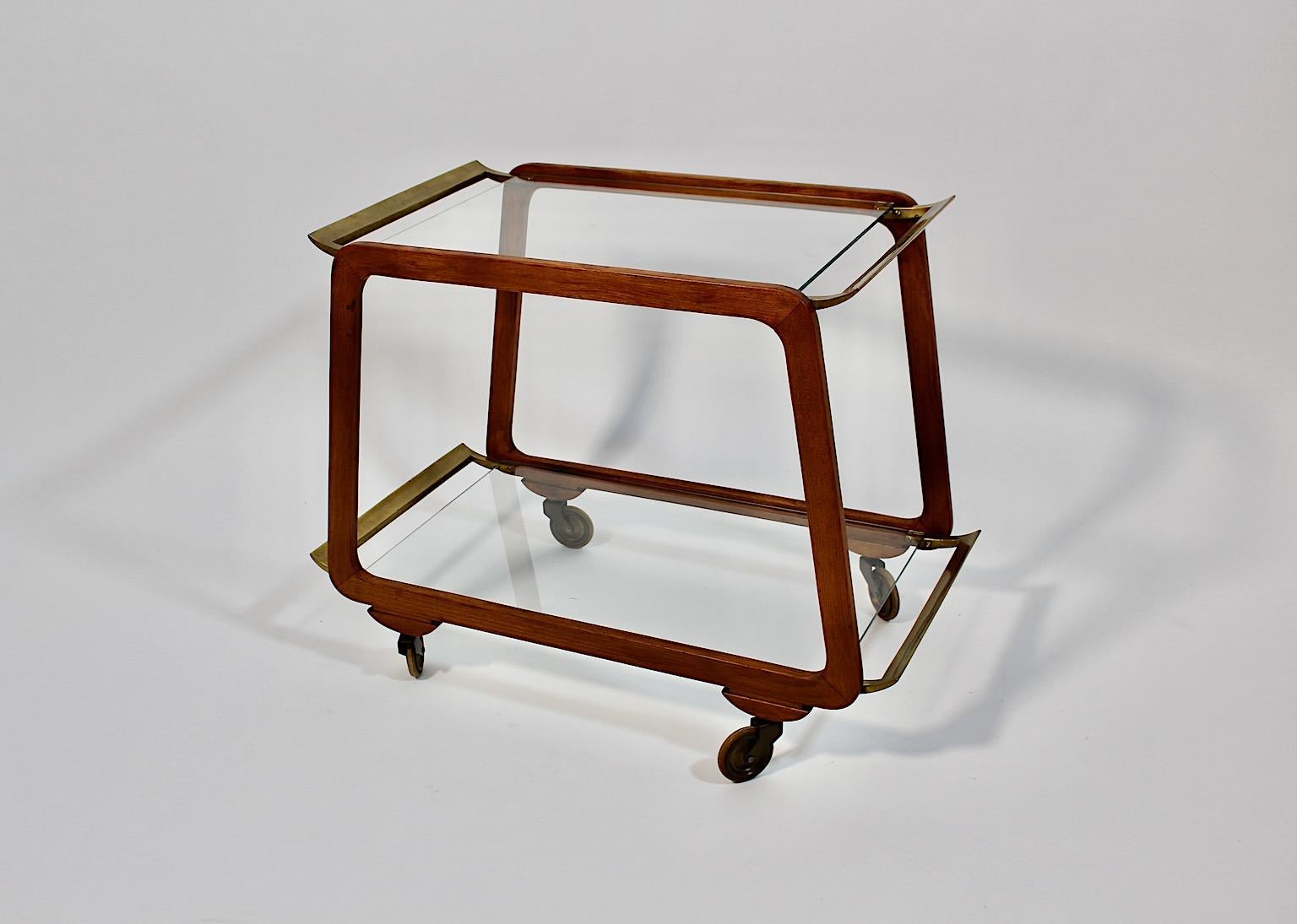 Modernist Mid Century Modern Vintage Ash Brass Bar Cart or Tea Cart 1960s Vienna For Sale 8