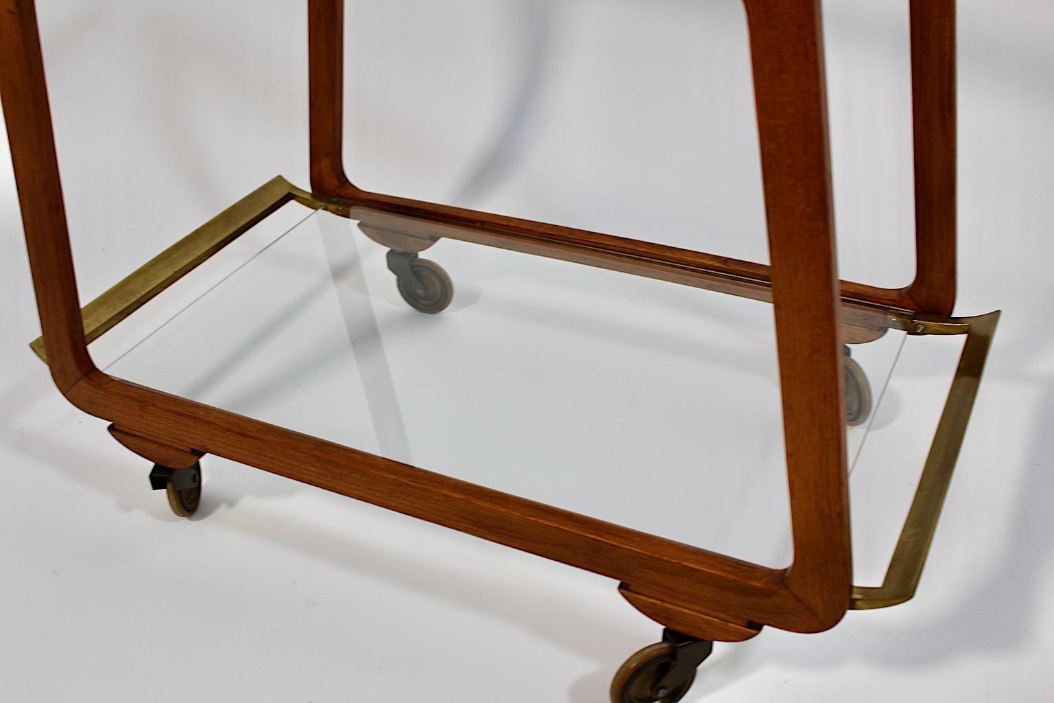 Modernist Mid Century Modern Vintage Ash Brass Bar Cart or Tea Cart 1960s Vienna For Sale 9