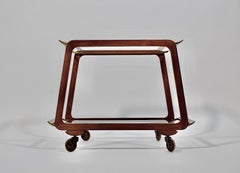 Modernist Mid Century Modern Vintage Ash Brass Bar Cart or Tea Cart 1950s Vienna