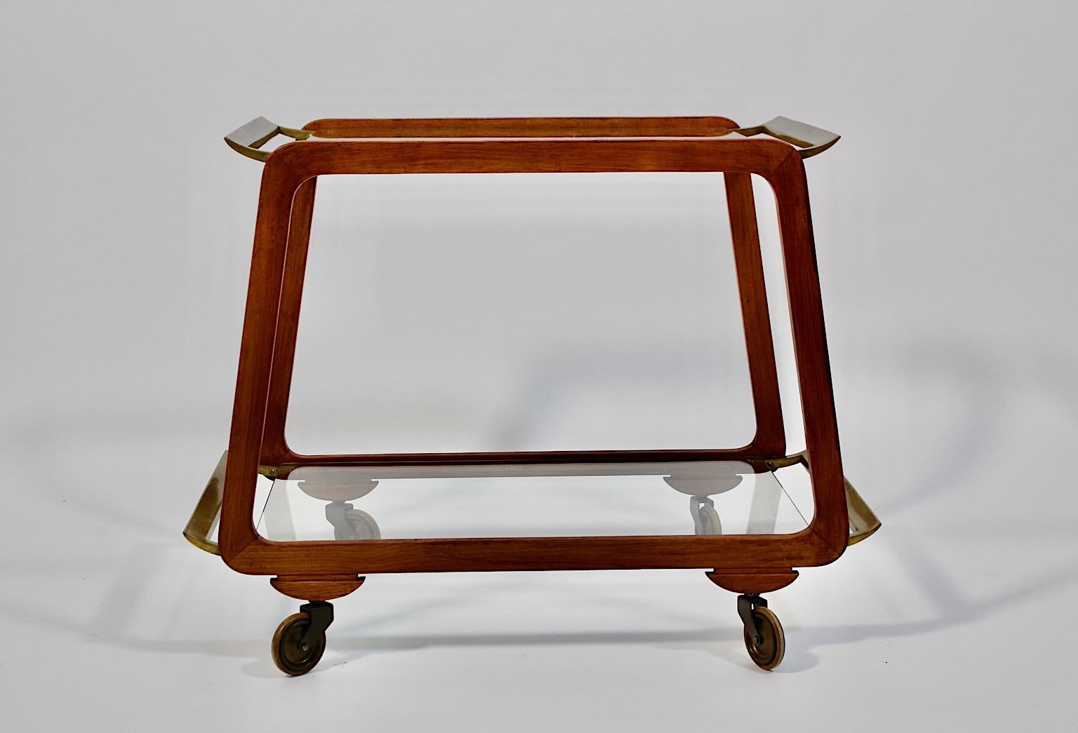 Mid-Century Modern Modernist Mid Century Modern Vintage Ash Brass Bar Cart or Tea Cart 1960s Vienna For Sale