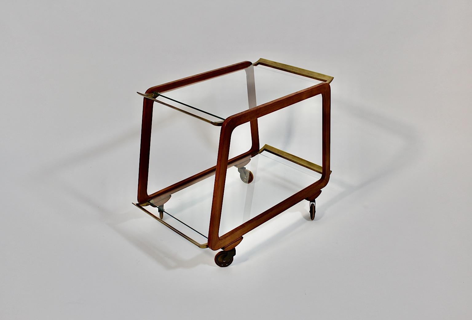 Mid-20th Century Modernist Mid Century Modern Vintage Ash Brass Bar Cart or Tea Cart 1960s Vienna For Sale