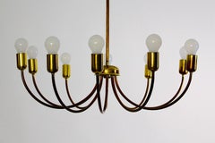 Modernist Mid Century Modern Vintage Brass Chandelier Ten Arms 1950s Vienna