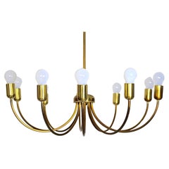 Modernist Mid Century Modern Vintage Brass Chandelier Ten Arms 1950s Vienna