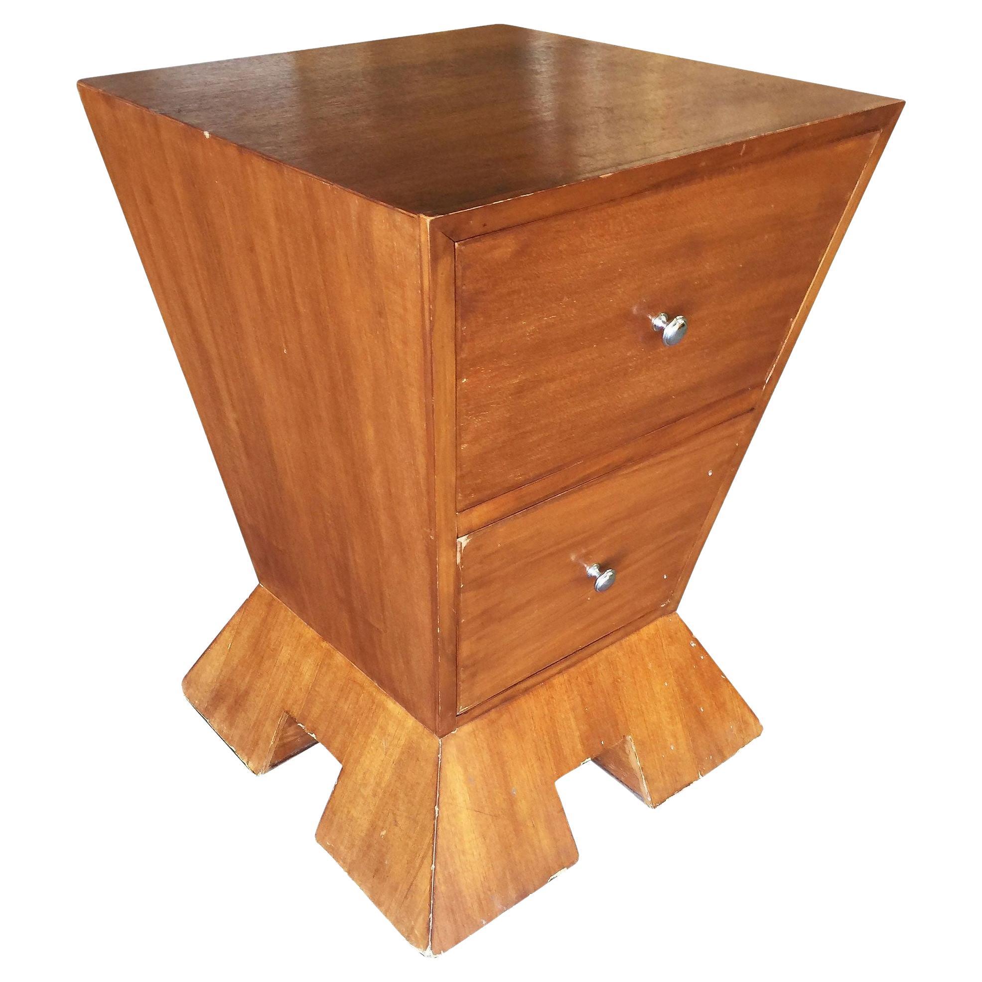 Modernist Mid-century Inverted Triangle Bedside Table For Sale