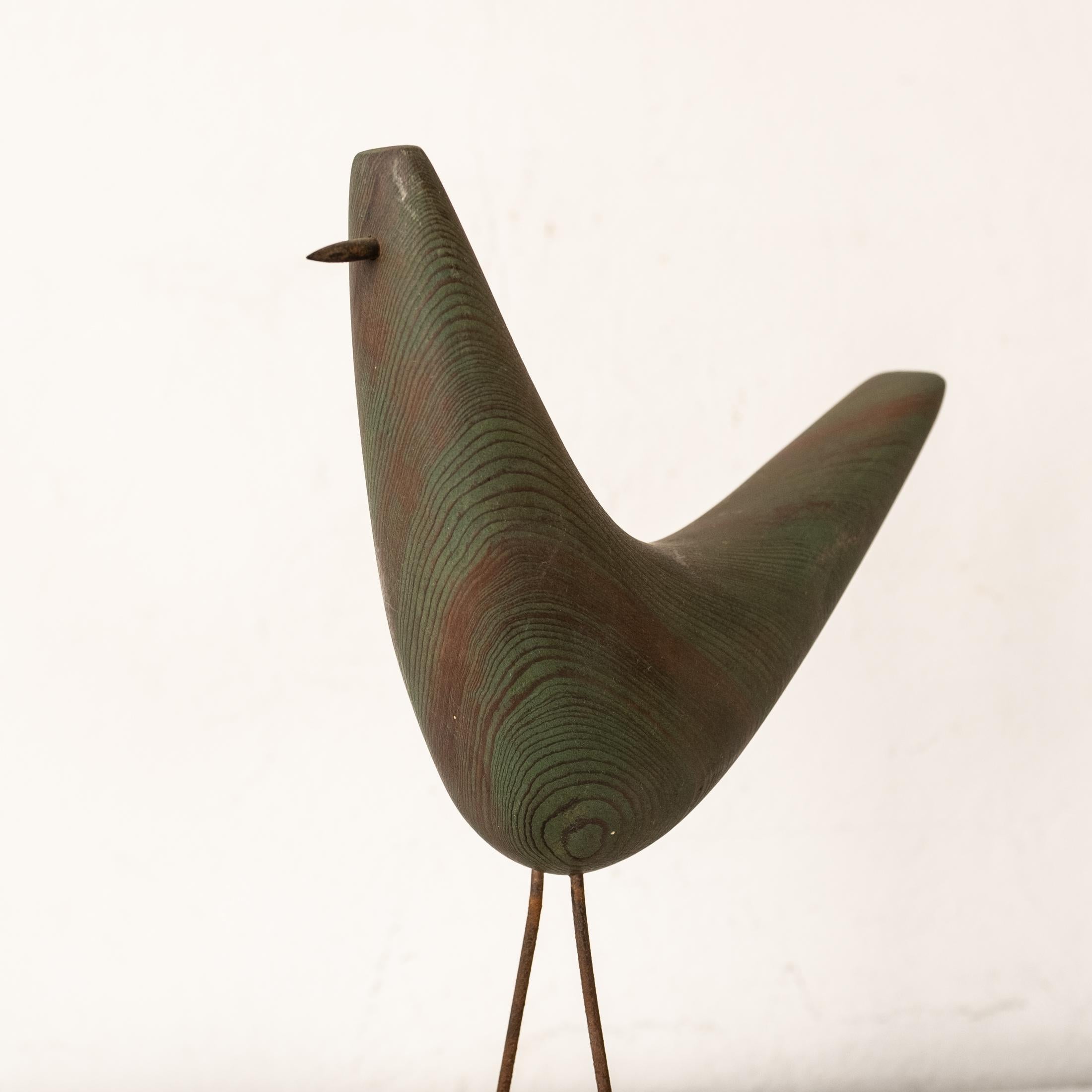 Mid-Century Modern Modernist Mid-Century Wood and Stone Bird Sculpture For Sale