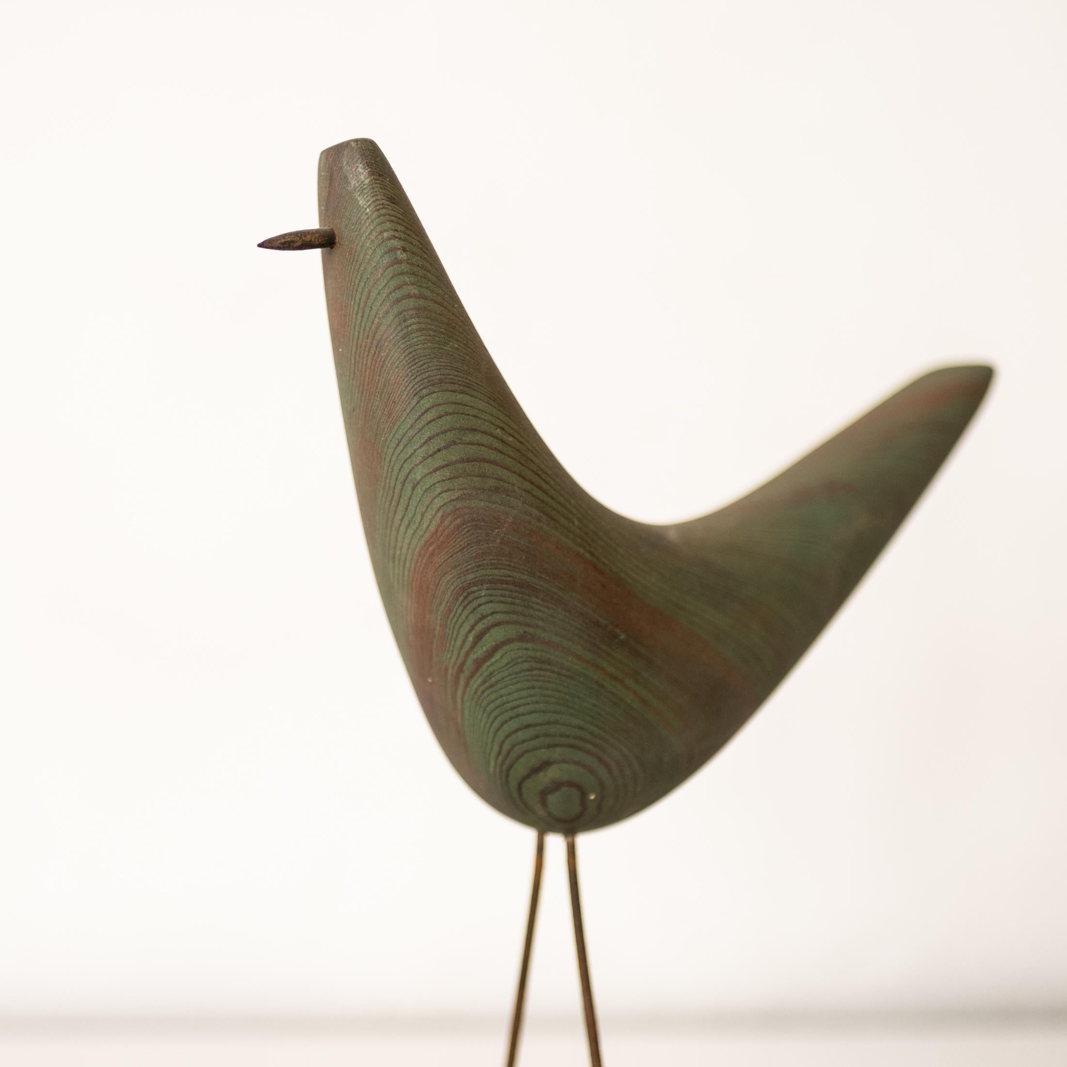 Modernist Mid-Century Wood and Stone Bird Sculpture In Good Condition For Sale In San Diego, CA